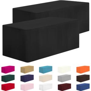 CXPSINC 2 Pack Fitted Table Clothes-72 x 30 Inch Rectangle Tablecloths for 6 Foot Tables, Washable Polyester 6FT Table Cover for Parties, Holiday Dinner, Wedding, Trade Show (6FT | 2 Pack, Black)