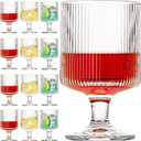 Vintage Wine Glasses Set of 12, 8 oz Origami Style Glass Water Goblets, Unique Embossed Pattern Stemmed Cocktail Glasses, Classic Goblet Party Glasses, Wine Glasses Goblets for Daily Use