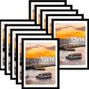 JCJMY 10 Pack 12x16 Picture Frame with 11x14 Mat, Display 11x14 with Mat or 12x16 Without Mat, 12 by 16 Frames Bulk Set of 10 Collage Gallery Wall Decor Photo Frames Set for Wall, Black