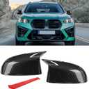Jaronx Compatible with BMW Mirror Cover X3 G01/X4 G02/X5 G05/X7 G07 2019-2024,X6 G06 2020-2024, M Style Carbon Fiber Pattern Rearview Mirror Caps Cover for BMW, Horn Clip-on Left Right Side