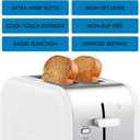 Kenmore 2-Slice Toaster, White Stainless Steel, Extra Wide Slots, Bagel and Defrost Functions, 9 Browning Levels, Removable Crumb Tray, for Bread, Toast, English Muffin, Toaster Strudel