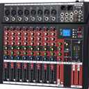 FULUODE Audio Mixer 8 Channel, CT-80S Professional Sound System Mixer Board DJ Mixing Console with Reverb MP3 Player Bluetooth 48V Phantom Power Supply USB Recording for Studio Karaoke Live Music