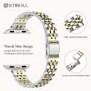 STIROLL Slim Metal Band Compatible with Apple Watch 41mm 40mm 38mm 42mm(Series 11 10) Women, Stylish Thin Stainless Steel Chain Straps for iWatch Bands Series 9 8 7 6 5 4 3 2 1 SE, Silver Gold