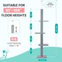 Max & Marlow Cat Tree Floor to Ceiling Cat Tower Height 95-108" Adjustable Kitten Tree Tall Climbing Tree with Carpet Scratching Post and Mat Cat Pole for Indoor Cats,Light Grey