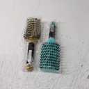 KTKUDY Detangling Brush Getting Knots Out without Pain - Boar Bristles HairBrush Make Hair Shiny & Healthier Vented Detangler Brush for Women Men Kids Wet and Dry Hair (Gold & Green)