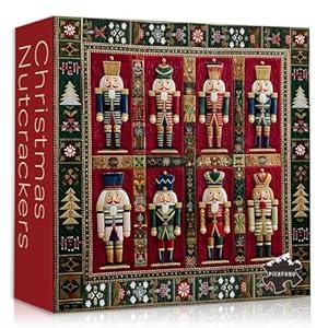 Christmas Puzzles 1000 Pieces, Christmas Nutcrackers Jigsaw Puzzle, Xmas Winter Holiday Puzzle Challenge for Adults