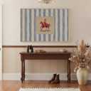 Large Framed Western Cowboy Wall Art for Living Room, Vintage Farmhouse Horse Canvas Prints Paintings, Blue Striped Country Picture Artwork Decor for Bedroom Entryway 36x24 Inch, 36W" x 24H"