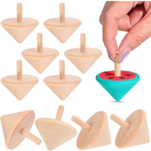 NUOBESTY 12Pcs Wood Spinning Tops, DIY Blank Painting Gyroscope Toy for Kids Art Crafts, Unfinished Hand Painted Spin Top Bulk for Classroom, Party Favors, Kindergarten Education