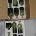 12pcs Green Glass Bud Vases Set, Small Vases for Flowers, Bud Vase for Centerpieces in Bulk, Mini Vintage Vase for Wedding Decorations, Office and Home Table Flower Dcor
