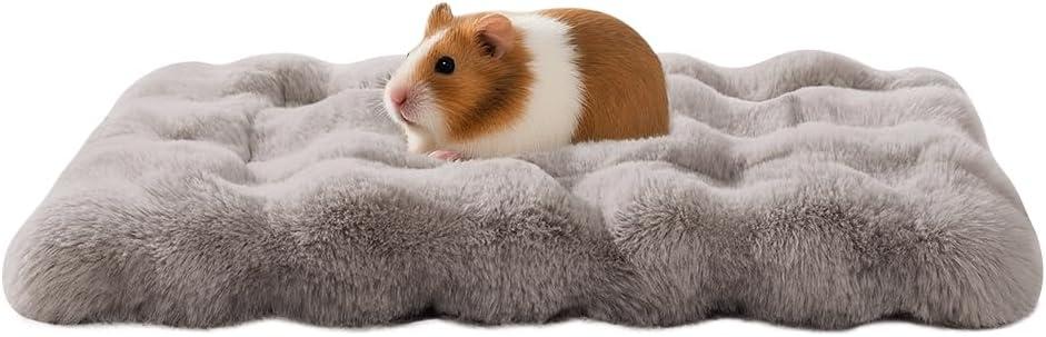 7 x Guinea Pig Bed Faux Fur Rabbit Bed Bunny Beds Plush Hamster Bedding Mats Soft & Warm for Indoor Small Animal Bed (Chinchilla Hedgehog Ferret) Grey 10111 Inch