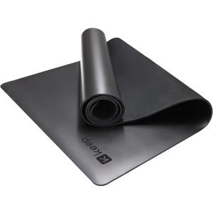 KEEP Rubber Yoga Mat - Professional Sweat Absorbent PU & Natural Rubber. Non Slip Workout Mats for Women & Men, 5mm Thick, 72"x26" Extra Long Wide Pad for Hot Yoga, Pilates, HIIT, Home Gym - Strap Included
