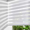 Persilux Cordless Zebra Blinds for Windows Dual Layer (15" W x 72" H, White) Free-Stop Roller Blinds for Sliding Doors, Light Control for Day and Night, Light Filtering Sheer Roller Shades for Home