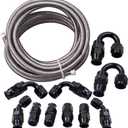 maXpeedingrods 6AN Fuel Line Kit, E85 Nylon Braided Fuel Hose 20FT 10 Pcs Fittings