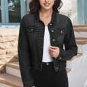 Hybrid & Company Women's Long Sleeve Denim Jackets Basic Button Down Jean Jacket with Pockets (Black, S)