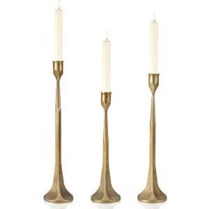 Gold Taper Candle Holder 3-Pack - Elegant Candlestick Holders for Wedding, Table, Party Decor - Holds 3/4 inch Taper Candles