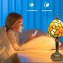 BMXKPO Tiffany Style Table Lamp,Sunflower Stained Glass Lamp,6 Inch Small Antique Bedside Lamp, for Bedroom Living Room Home,Included Dimmable LED Bulb 8W