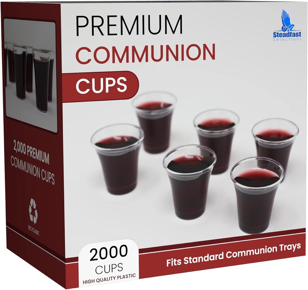 Bulk Premium 2000 Plastic Communion Cups - Disposable Holy Communion Cup Set for Church Service - Fellowship Sacrament Cups for Santa Cena