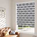 LazBlinds No Drill Cordless Zebra Blinds for Indoor Windows, Dual Layer Light Control Roller Shades for Day and Night, Light Filtering Sheer Shades for Home, 20" W x 48" H, Grey