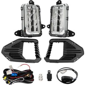 Silscvtt 1 Pair Front Fog Lights Replacement for Sierra 1500 AT4 Denali SLT 2019-2022 Left and Right Side with Bezel Switch 84513247 GM1038258