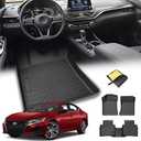 Car Floor Mats for Nissan Altima 2019-2024 2025 Accessories,TPE All Weather Protection Floor Mats,Custom Fit 1st&2nd Row Car Floor Liners Set, Heavy Duty Accessories,Black