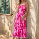 LILLUSORY Women Floral Maxi Summer Dress 2026 Flowy Elegant Spaghetti Strap Long Sundress Beach Vacation Wedding Guest Outfit, XL