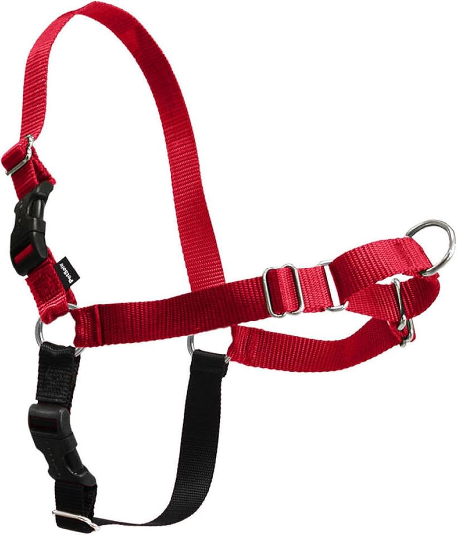 PetSafe Easy Walk No-Pull Dog Harness - Ultimate Harness to Help Stop Pulling - Pull-Free Walks - Take Control & Teach Better Leash Manners - Patented Martingale Loop Design - Red, Small/Medium
