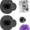 2 PCS Suction Cup Hooks for Shower, 15 lbs (max) Removable Towel Hooks for Bathroom Window Glass Door Wall, Versatile Black Shower Hook, Bath Robe Looafh Hook for Hanging - Black