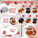 12 Pcs Christmas Felt Highland Cow Print Ornaments 2.36'' Handmade Wool Felt Ornaments Brown Hanging Western Rustic Balls for Christmas Tree Country Farmhouse Party Decor Vintage Xmas Baubles