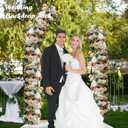6.6FT Metal Wedding Arch Stand Gold Square Arched Backdrop Frame for Party Ceremony Valentines Day Birthday Bridal Baby Shower Garden Floral Balloon Arch Decoration