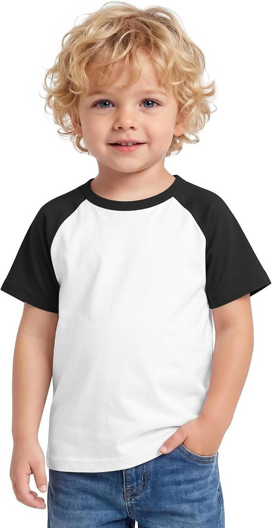 Yooo's Vivi Baby Boys Baseball Shirts | 1-6T, Kids, Raglan Short Sleeve, Tee, Toddler Tops, Crew Neck, Basic, Casual, Summer, Loose Fit, School, Daily Wear, Soft