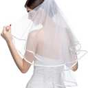 Bride Squad Lightweight Tulle Wedding Veils for Brides Veils for Women Wedding Double Layer Bridal Veil with Soft Scalloped Edging with Comb