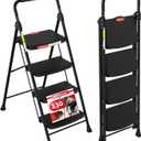 HBTower 4 Step Ladder, Step Stool Foldable with Wide Anti-Slip Pedal, Sturdy Steel Ladders for Home Adults Kitchen