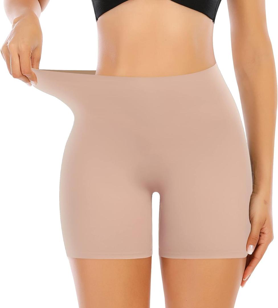 Seamless Slip Shorts for Women Under Dress Shaping Boyshorts Panties Tummy Control Shapewear (Beige, XXL)