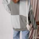 SHEWIN Womens Oversized Color Block Sweatshirts Casual Loose Button Henley Pullover Tops (XL)