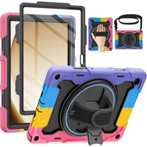 Case for Galaxy Tab A9 Plus 5G/ A9+ (11 Inch) with HD Screen Protector & Shoulder Strap|15ft Drop Protection|360 Stand Hand Strap Case for Samsung Tablet A9Plus 2023 SM-X210/X216/X218 for Kids (Pink/Black)