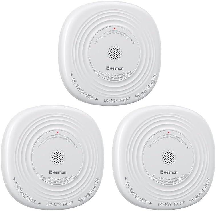 Heiman Smoke Detector Carbon Monoxide Detector Combo 10 Year Battery | ETL listed to UL 217 10th Ed. & UL 2034 5th Ed.,10-year sealed battery, EOL alert, photoelectric, electrochemical CO, 85dB