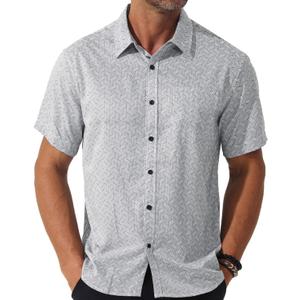 fohemr Mens Short Sleeve Casual Button Down Graphic Printed Shirt Summer Untucked Business Pattern Dress Shirts with Pocket, XXL
