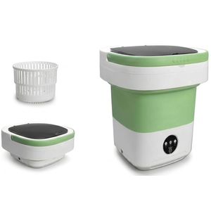 Portable Washing Machine, 17L Foldable Portable Laundry Machine and Spinner for Baby Clothes, Underwear, Socks with 3 Modes Deep Cleaning,Mini Washer for Travel, Dorms, Camping, Green