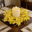 6 PCS 9'' Mini Spring Forsythia Wreath for Front Door Small Artificial Forsythia Farmhouse Kitchen Cabinet Wreaths with Burlap Ribbon Hanging Spring Summer Floral Wreaths for Porch Wall Window Decor