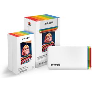 Polaroid Hi-Print + Paper Bundle - 2nd Generation Bluetooth Connected 2x3 Pocket Photo Dye-Sub Printer - White Printer + 40 Photos (6438)