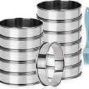 LOSYHU 12 Pack 4 Inch Metal English Muffin Ring Nonstick Crumpet Rings Stainless Steel Double Rolled Tart Molds with Silicone Brush for Kitchen Baking