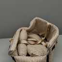 Dog Car Seat for Small Dogs,Center Console Seat for Puppy,Anti-Collapse Pet Car Seat with Soft Cushion Safety Belt, Portable Car Armrest Seat for Dog & Cat Under 15 lbs (Grid-Brown)