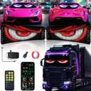 2 Pack Devil Eyes Light for Cars, LED Car Sign Windshield Display, Truck Decoration Programmable Matrix Remote/App Control, Custom Text/GIFS for Sedans, SUVs, Trucks, 14"x4" (3.9" x 13.8")