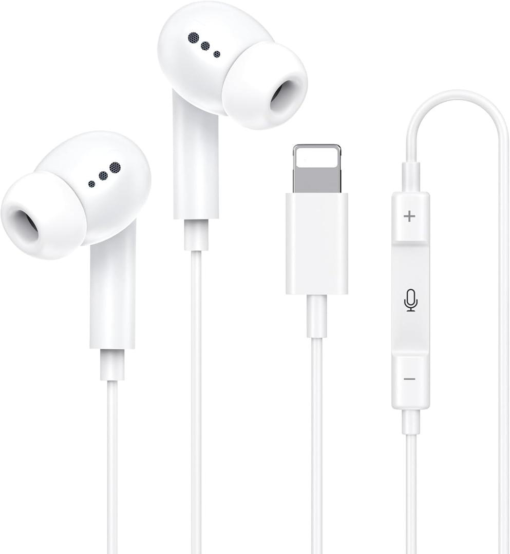 [Apple MFi Certified] Wired Headphones for iPhone 14 13 12,Earbuds with Lightning Connector Built-in Mic & Volume Control HiFi Stereo Nosie Reduction Earphones Compatible with iPhone 13/11/XR/XS/X/8/7, L
