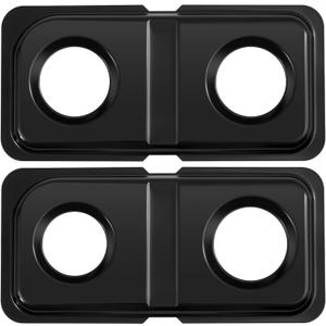 Baquler 2 Pcs Burner Drip Pans Compatible with Ge Hotpoint Wb34k10009 Right Wb34k10010 Left Gas Stove Range Parts 16.6 x 8 Inches Stainless Steel Double Drip Pans Black