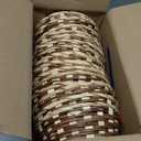 15Pcs Round Gift Baskets, Bamboo Small Bread Fruit Baskets,Woven Bread Roll Baskets with Gift Bags Ribbons Deli Paper Sheets,Food Serving Storage Baskets for Kitchen Restaurant Display Decor