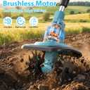1200W Cordless Garden Tiller Cultivator, Brushless Electric Tiller with Powerful 4-Blade Design, 2 * 21V Batteries, 9" X 7" Tilling Reach, Foldable Hand Tiller for Hard Soil, Lawns, Raised Beds