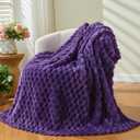 NEWCOSPLAY Super Soft Twin Blanket Purple Premium Silky Flannel Fleece 3D Clouds Stylish Jacquard Lightweight Bed Blanket All Season Use 350GSM (Purple, Twin(60"x80"))