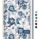 2026 Planner, Monthly and Weekly Calendar Planner for Women, Jan 2026 - Dec 2026, Hardcover Pretty 2026 Agenda Planner Book with Tabs, Spiral Bound, Perfect for School Office Home Supplies, 6.3" x 8.5" - Blue Floral
