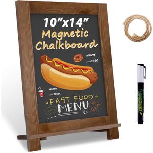 Magnetic Chalkboard 10"x14" Small Chalkboard Signs with Stand, Tabletop or Wall-Hanging Menu Board, Rustic Wood Frame Chalk Board Sign Board for Countertop Display/Home Dcor/Wedding
